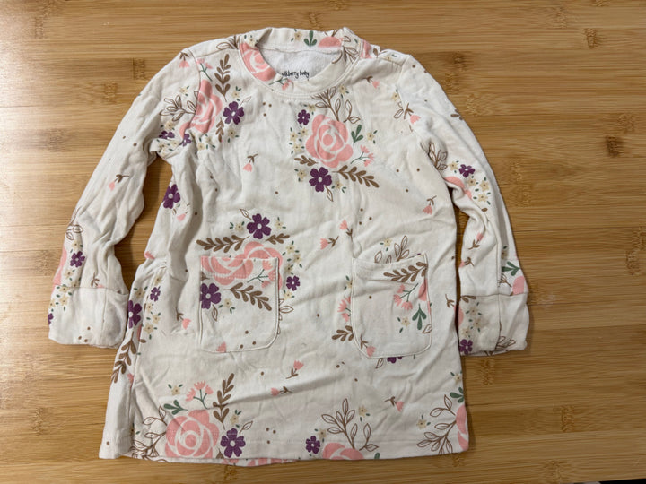 Silkberry Fleece-Lined Dress – 18–24M | Cream Floral