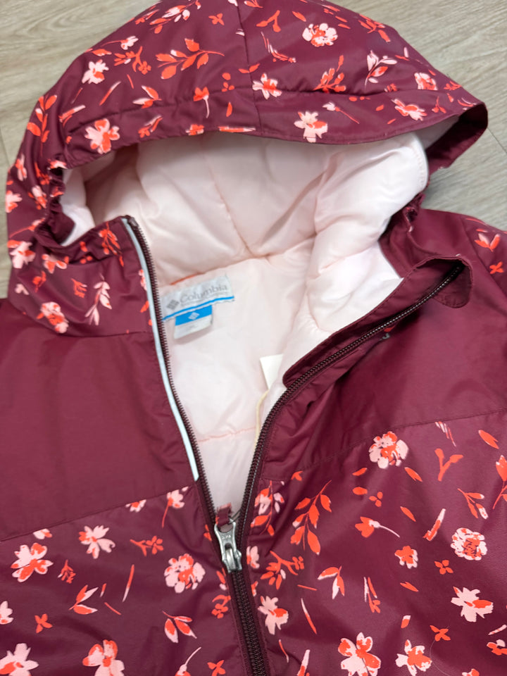 Columbia Girls' Horizon Ride IV Printed Jacket – Youth XL 18/20 | Burgundy Floral | Light Pink Inner | Grow With Me