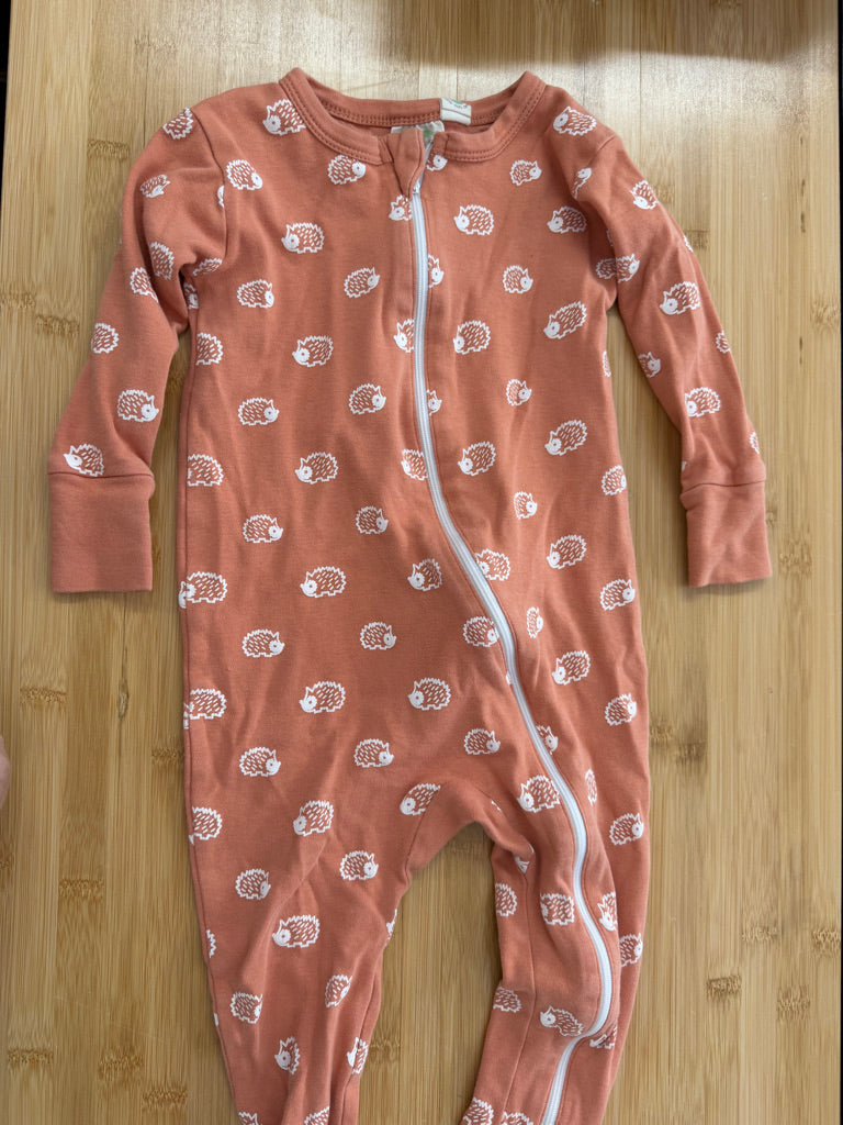 Parade Organics Hedgehog Print Footless Sleeper – 2t | Orange Cotton