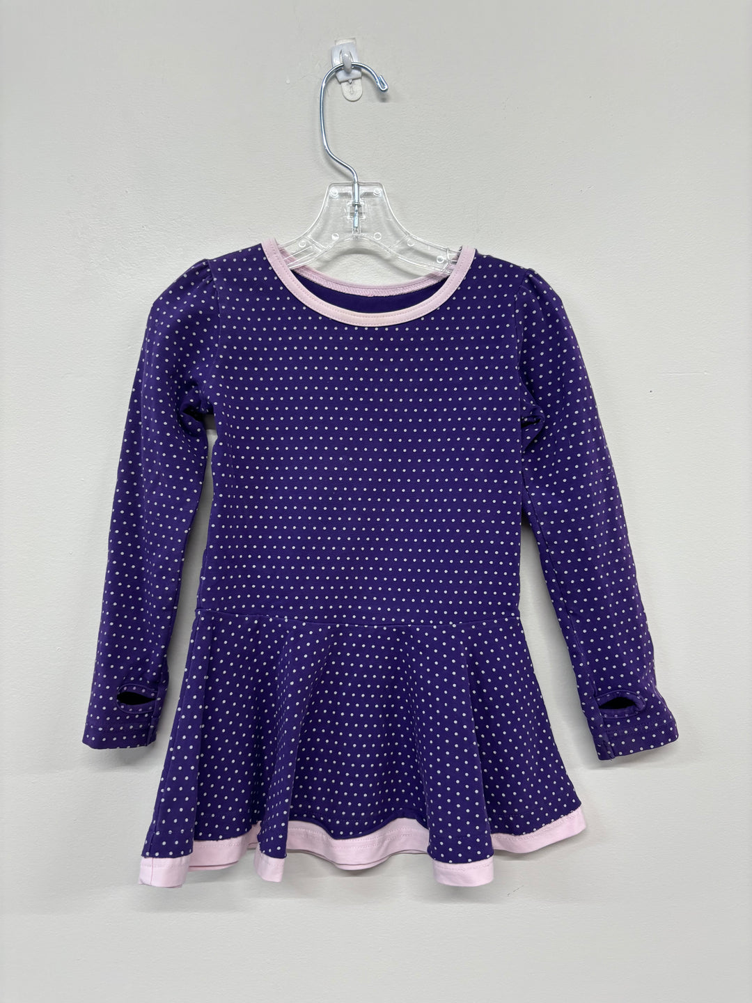 Peekaboo Beans Polka Party Dress (Size 2, Purple Polka Dot)