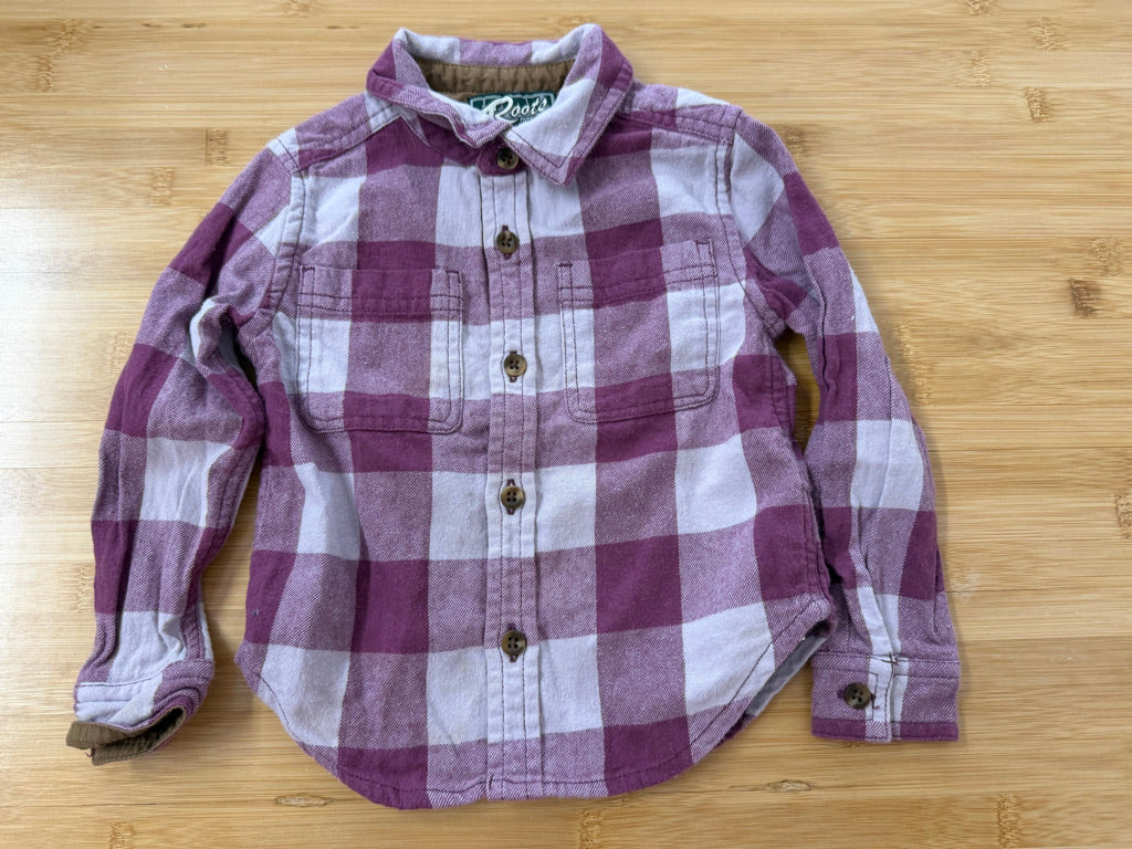 Roots Park Plaid Flannel – 18–24M | Two-Tone Purple Button-Up | Play
