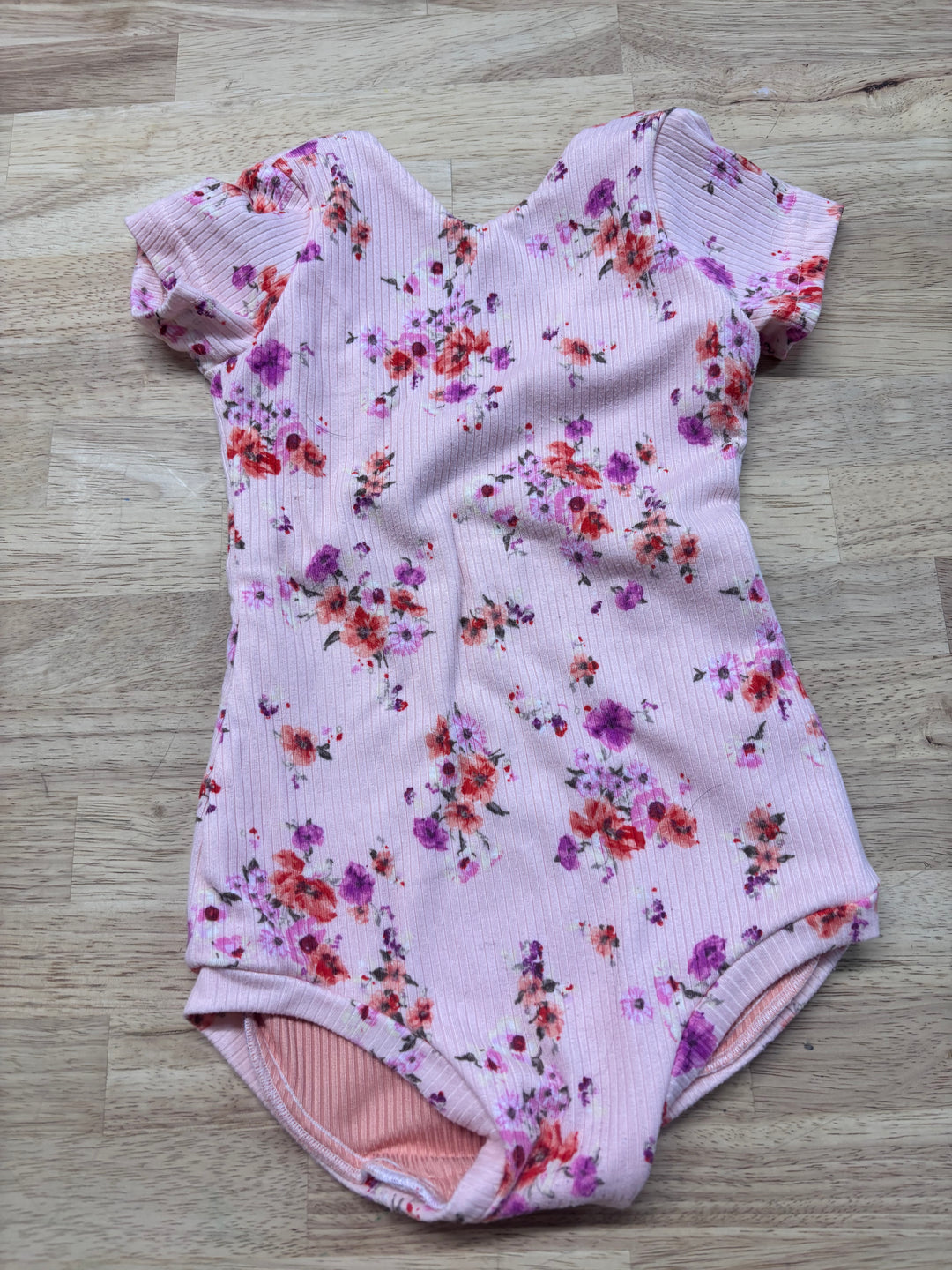 Vi & Jax 2/3Y Ribbed Floral Leotard Bodysuit