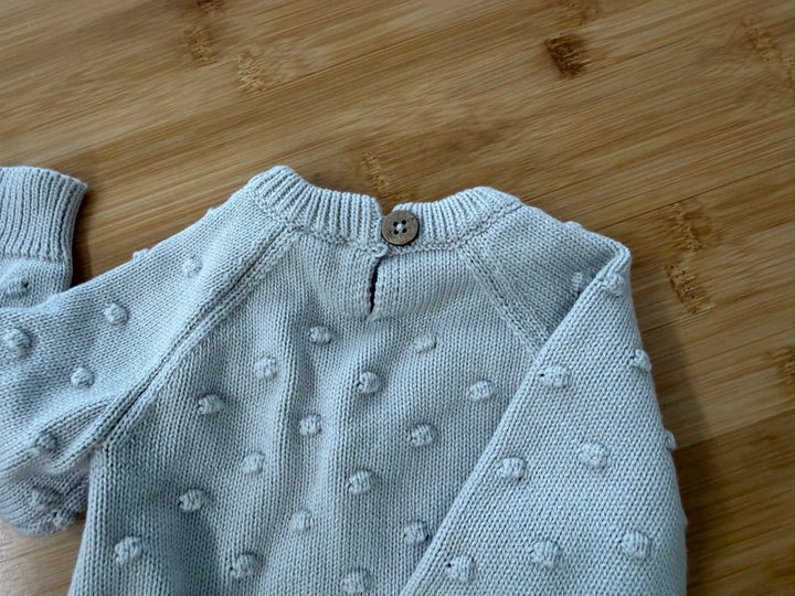 Jamie Kay Bubble Knit Sweater – 3–6M | Light Mint/Grey - Nest and Sprout-Consignment