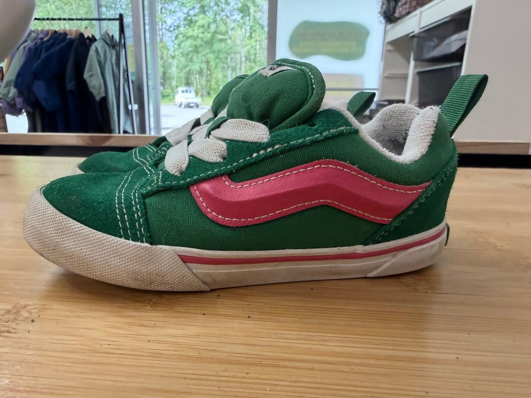 Vans Green Skate Sneakers – 10 | Green & Pink Stripes - Nest and Sprout-Consignment