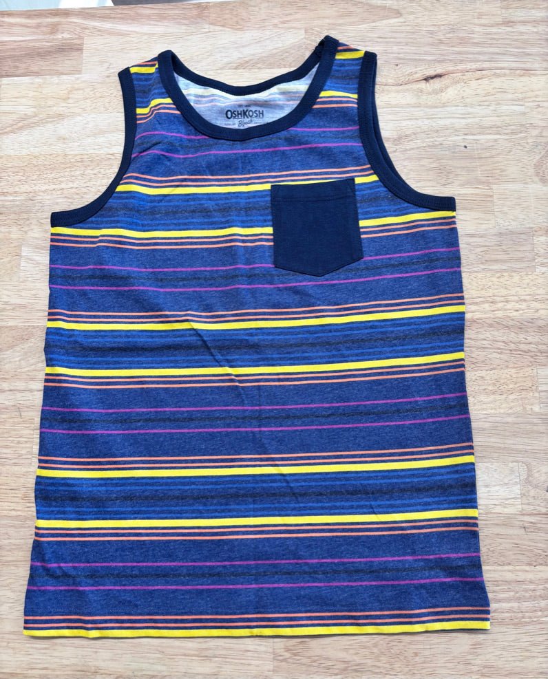 OshKosh Blue/Yellow Stripe Tank 7Y - Nest and Sprout - Consignment