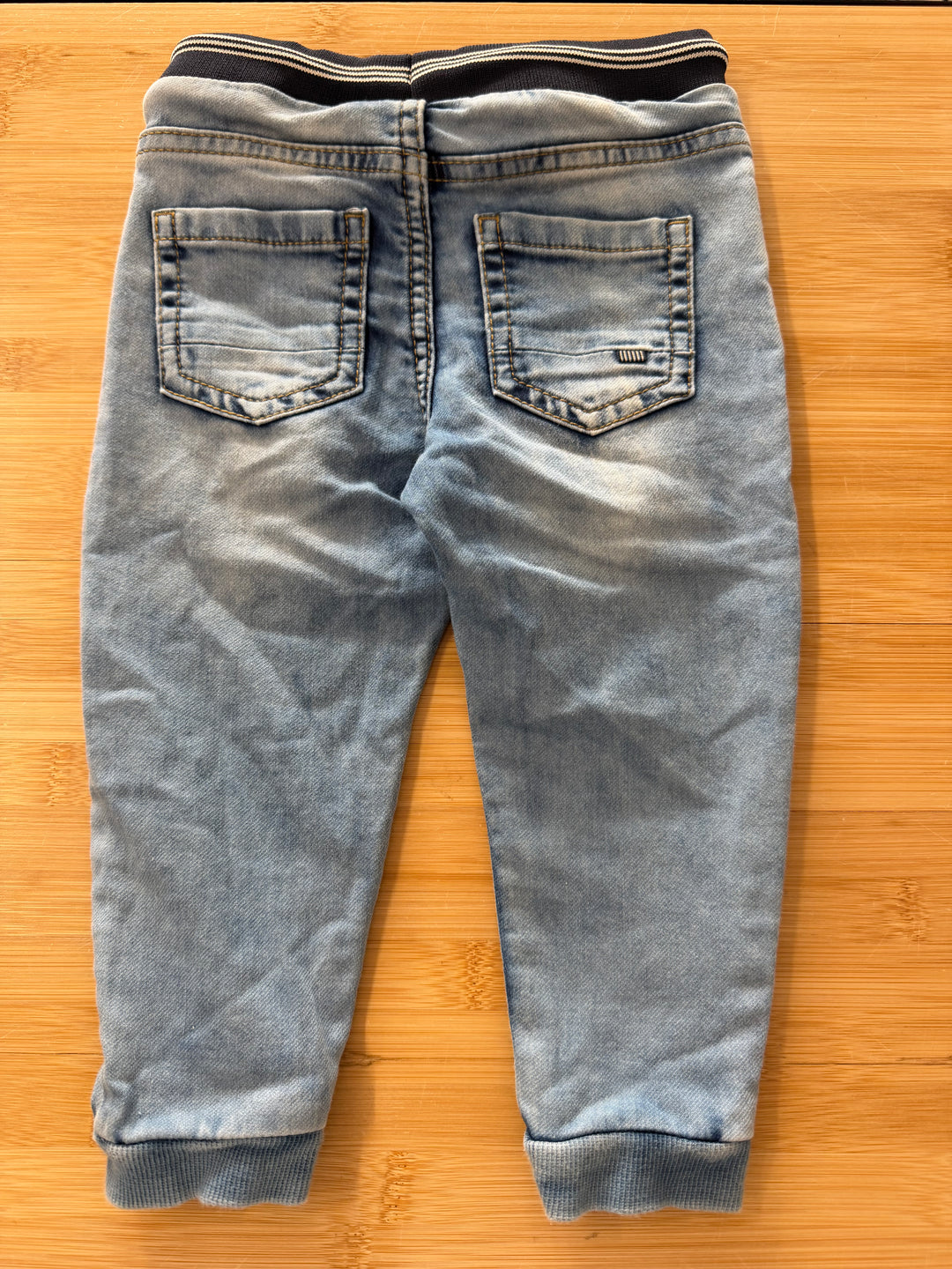 Mayoral Denim Jeans – 12 Months | Lightweight Wash | Drawstring Waist | Cuffed Leg