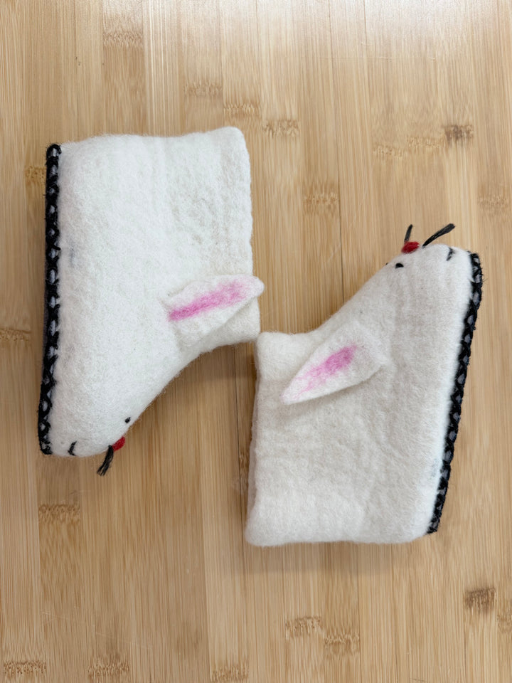 Beau et Fou Felted Bunny Slippers – EU 24/25 (US 8) | Reinforced Soles