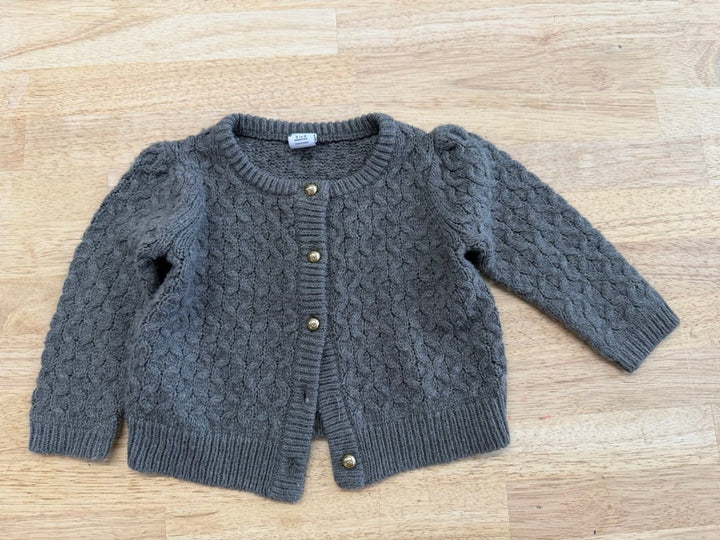 Janie and Jack Grey Knit Cardigan imperfect | Size 3–6M - Nest and Sprout - Consignment