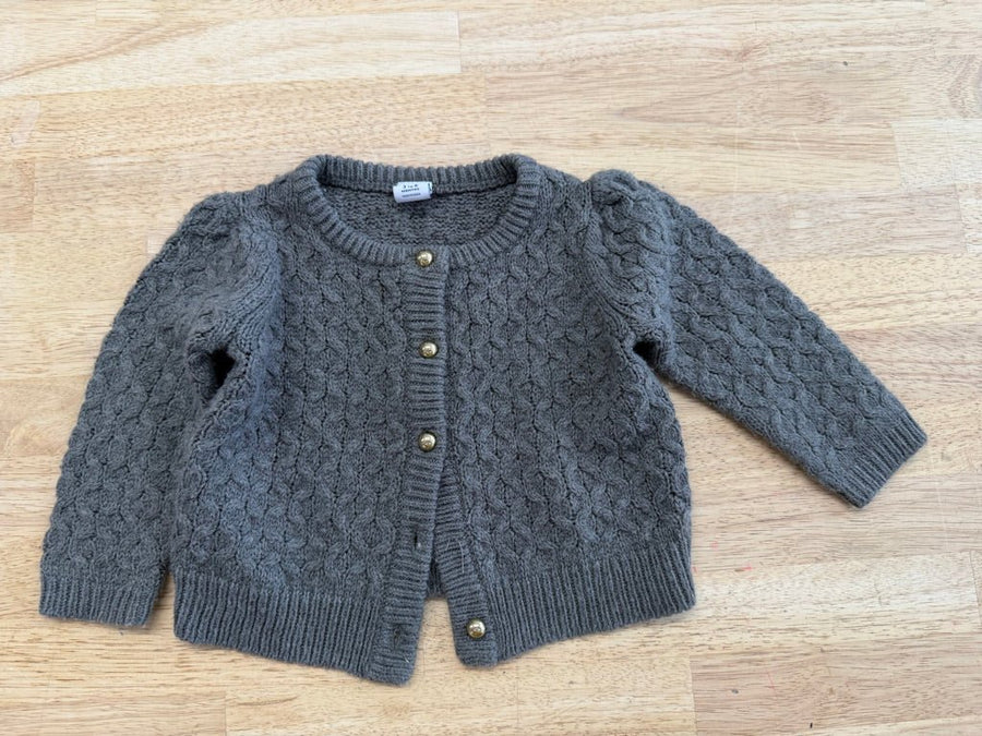 Janie and Jack Grey Knit Cardigan imperfect | Size 3–6M - Nest and Sprout - Consignment