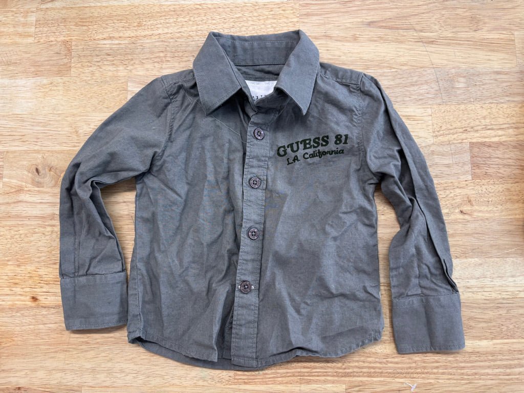 Guess 2/3Y Collared Shirt – Army Green - Nest and Sprout - Consignment