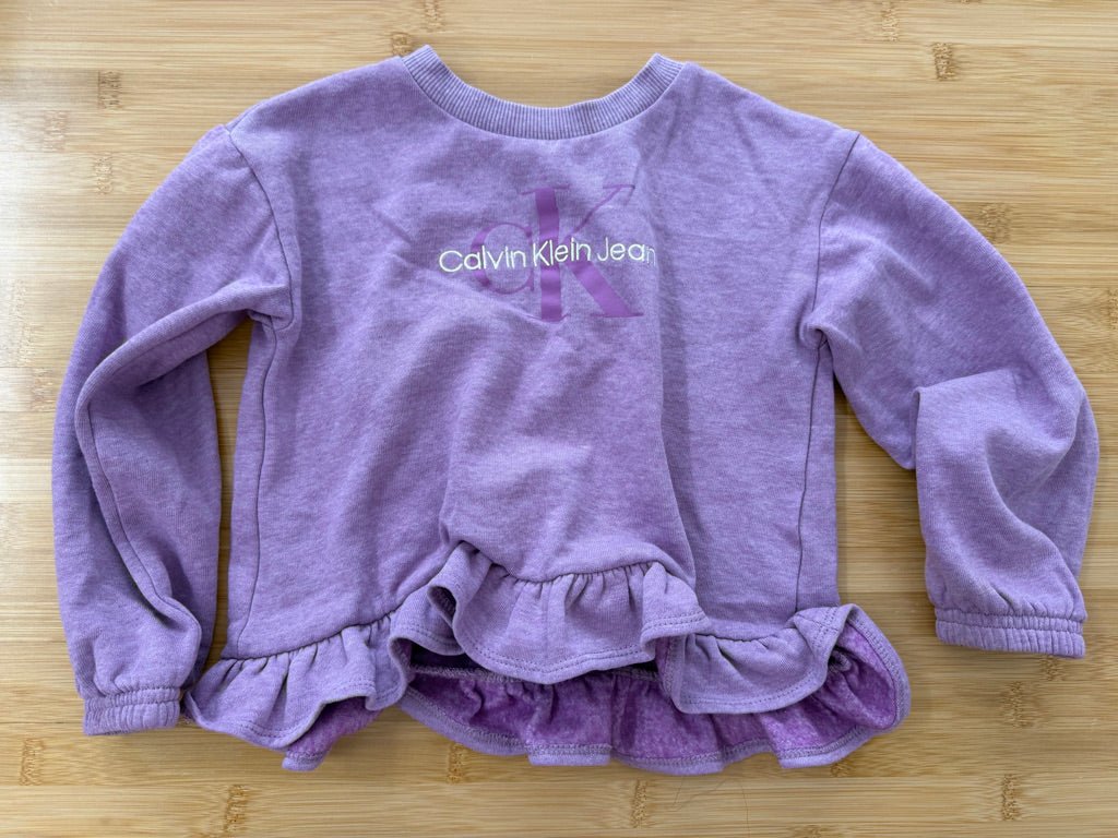 Calvin Klein Crop Sweatshirt – 4 | Light Purple Ruffle Long Sleeve - Nest and Sprout-Consignment