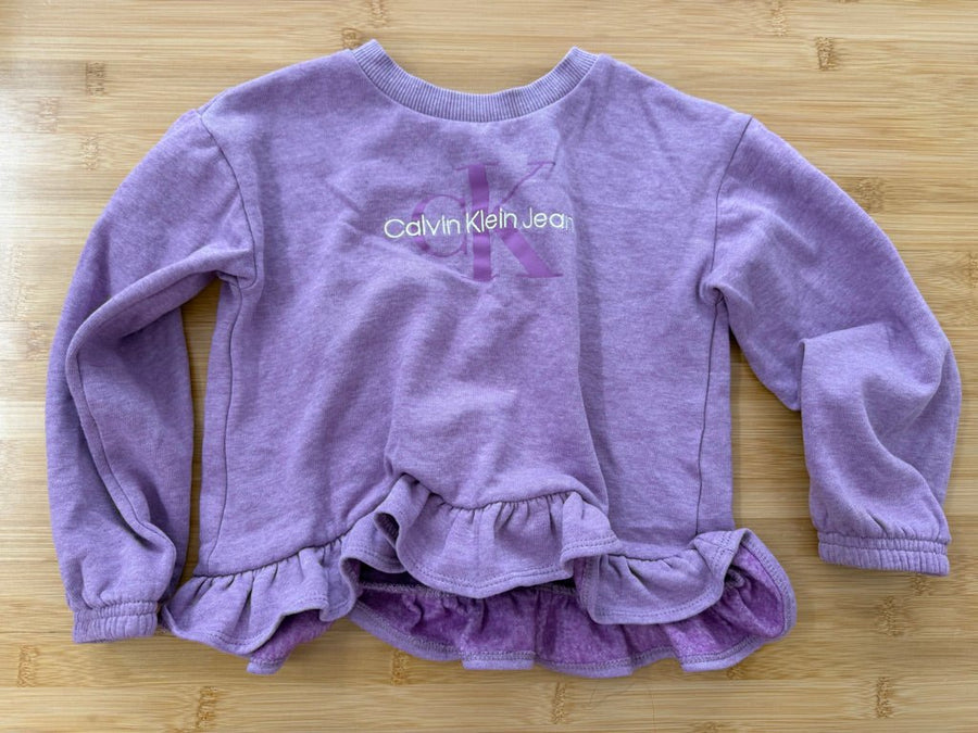 Calvin Klein Crop Sweatshirt – 4 | Light Purple Ruffle Long Sleeve - Nest and Sprout-Consignment