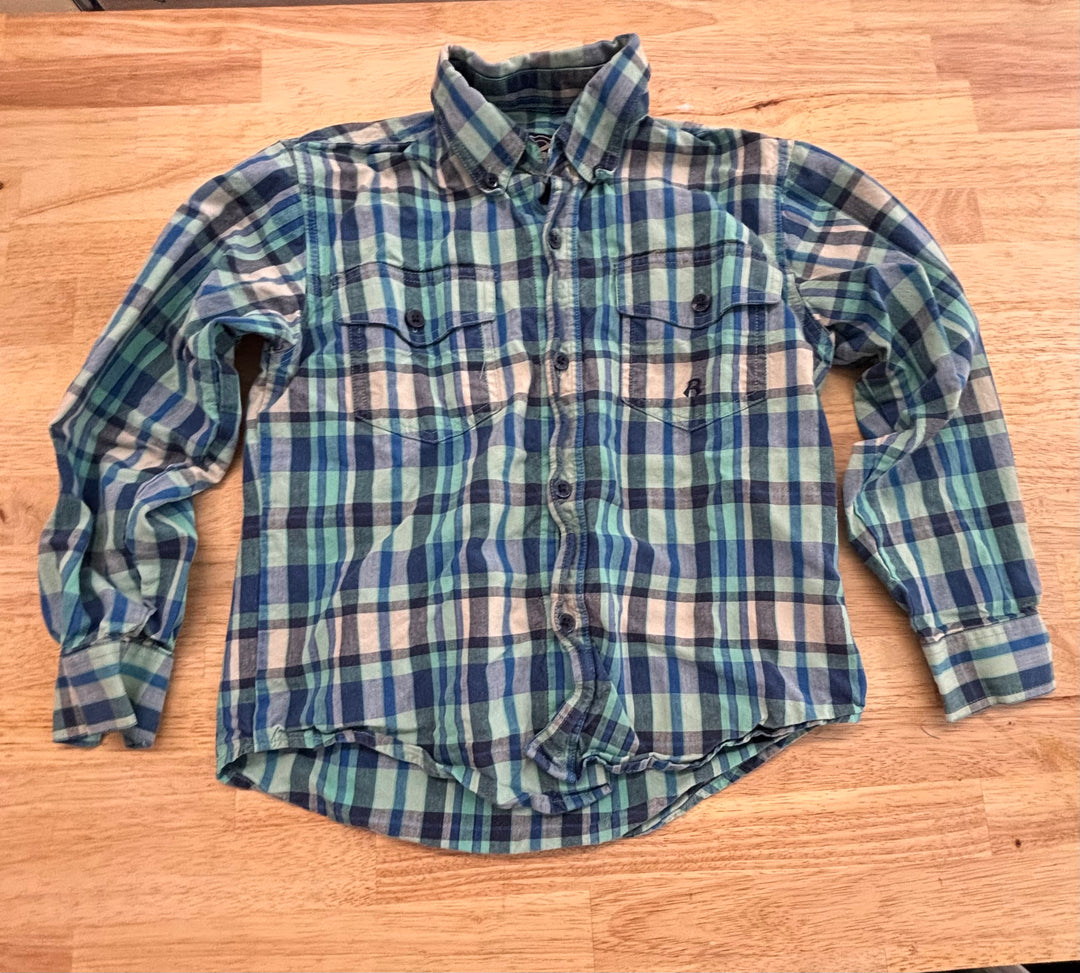Roper Size 6–7 Button-Up Shirt – Blue Plaid