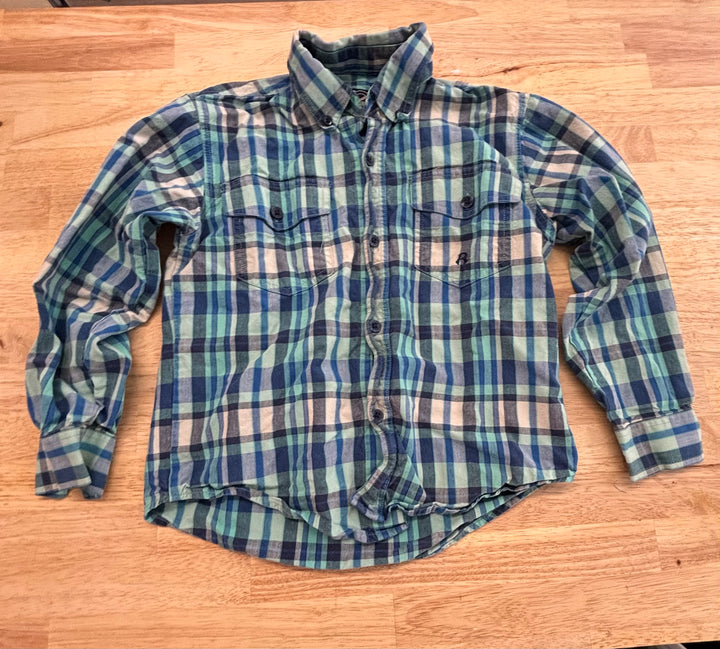 Roper Size 6–7 Button-Up Shirt – Blue Plaid