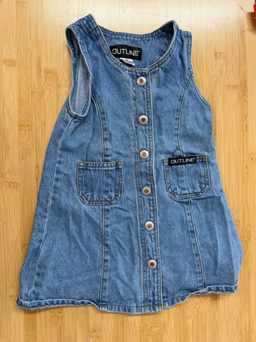 Outline Snap-Up Denim Dress – 5/6 | Sleeveless | 100% Cotton - Nest and Sprout-Consignment
