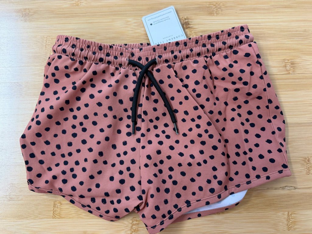 Current Tyed Clothing Swim Shorts – 8/9 | Black Polka Dot Brown | NWT - Nest and Sprout-Consignment