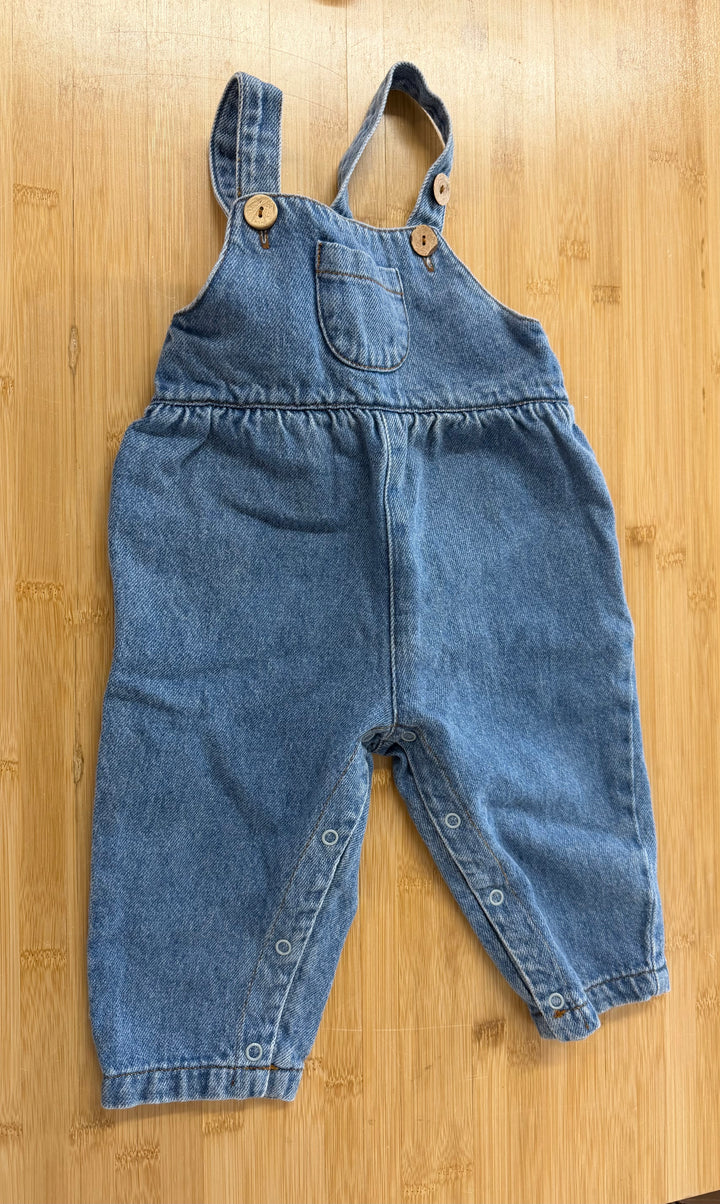 Play Up Button Overalls – 12 Months | Cotton Denim | Adjustable Straps