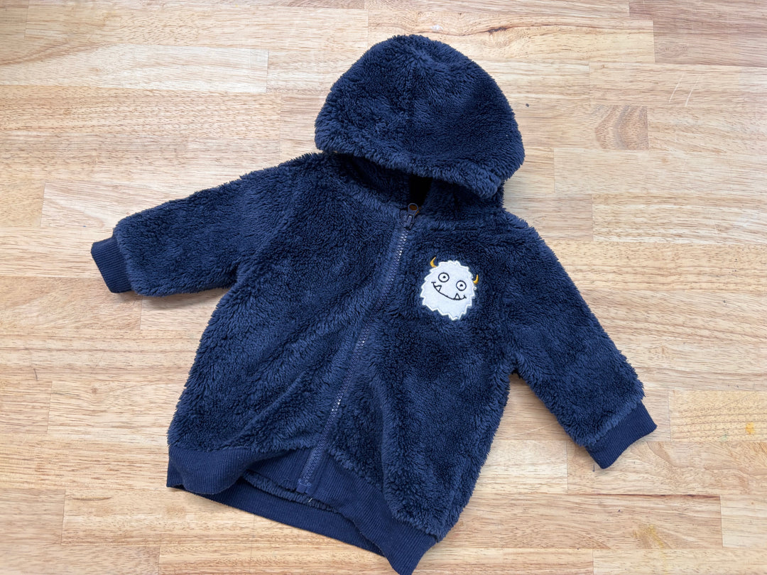 PL Baby 3M Sherpa Fleece Zip-Up – Navy with Monster Emblem