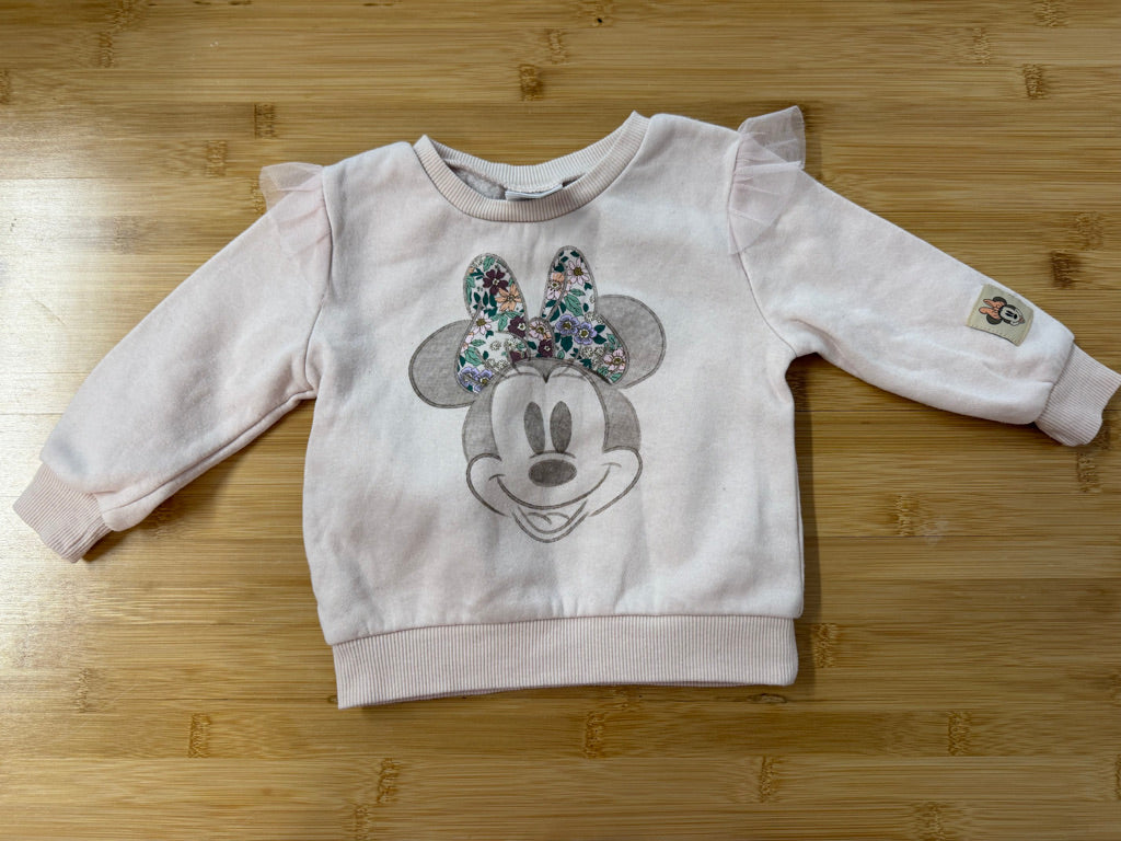 Disney Baby Sweatshirt – 12M | Light Pink Minnie Mouse Graphic