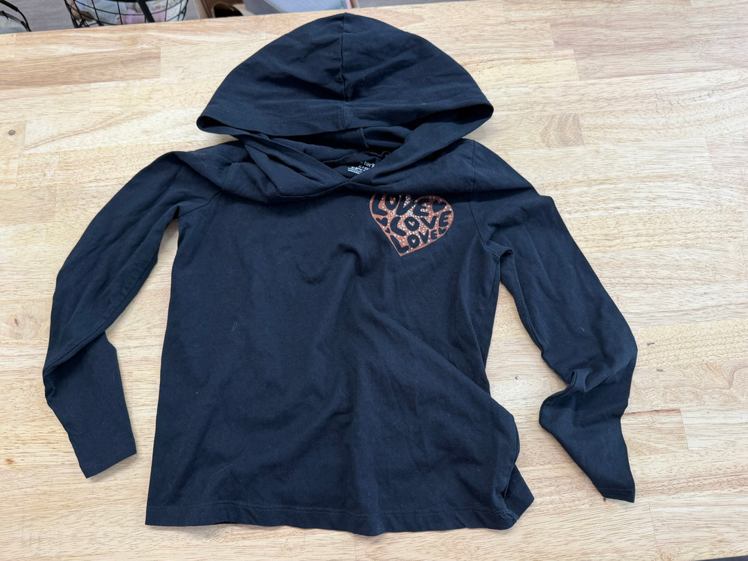 Carter's Hooded Shirt – 10 Year | Black with Cheetah Print and Brown Heart Accents