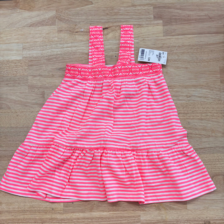 OshKosh B’gosh 12M Tank Top – Fluorescent Pink Stripe (NWT)
