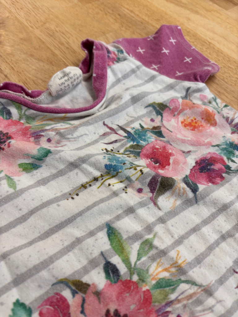 Bear & Roo 18–24M Handmade Romper – Floral Stripes