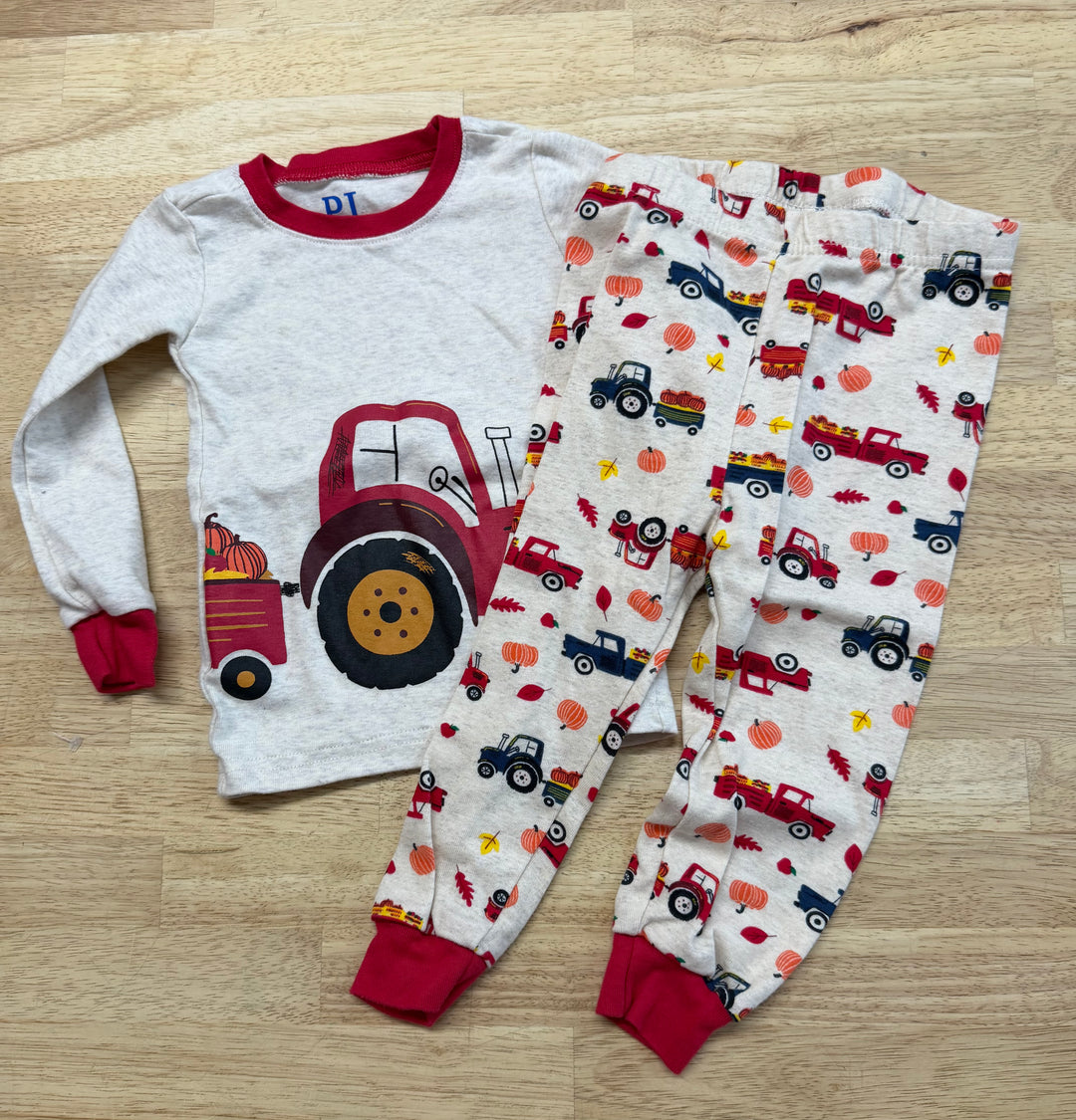 PJ Place T-Shirt & Leggings Set – 12–18M | Light Brown Farmer Harvest Print