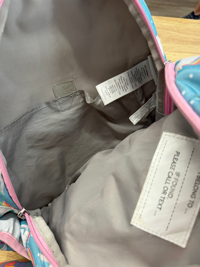 Pottery Barn Kids Unicorn Backpack – One Size | Light Blue Rainbow Freshly Laundered