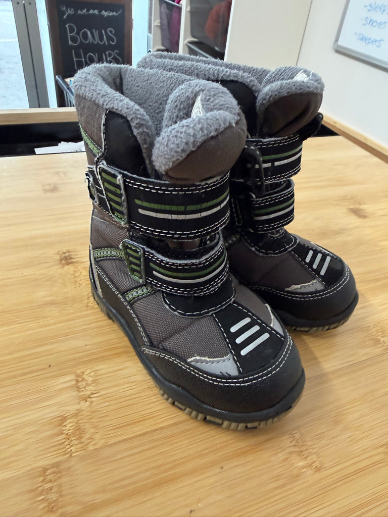 Double Velcro Snowboots – 8 (EU 24) | Grey & Green