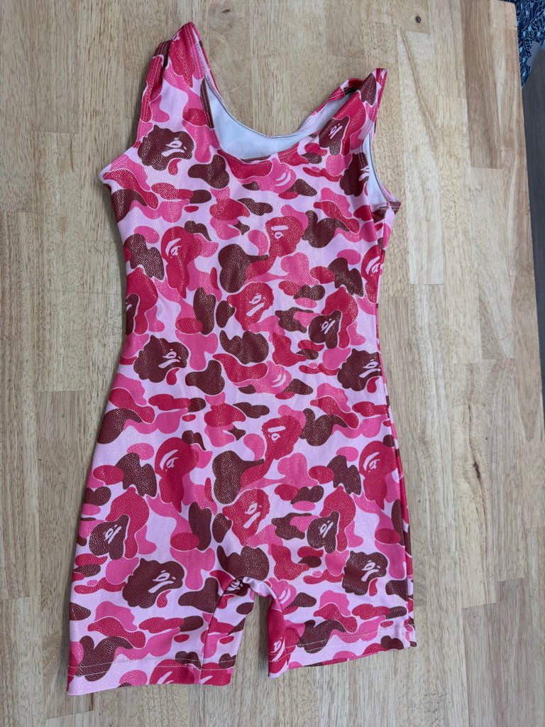 Unitard – 140 (10Y) | Pink Red Brown Camo Silver Sparkle - Nest and Sprout-Consignment