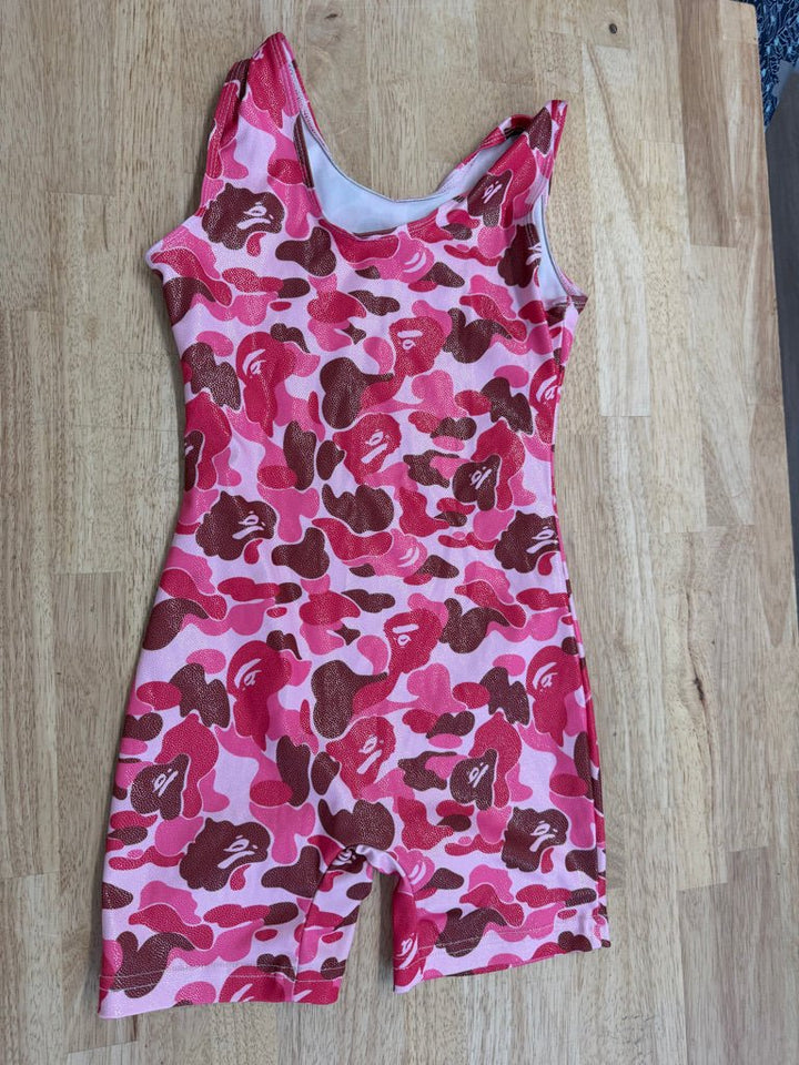 Unitard – 140 (10Y) | Pink Red Brown Camo Silver Sparkle - Nest and Sprout-Consignment