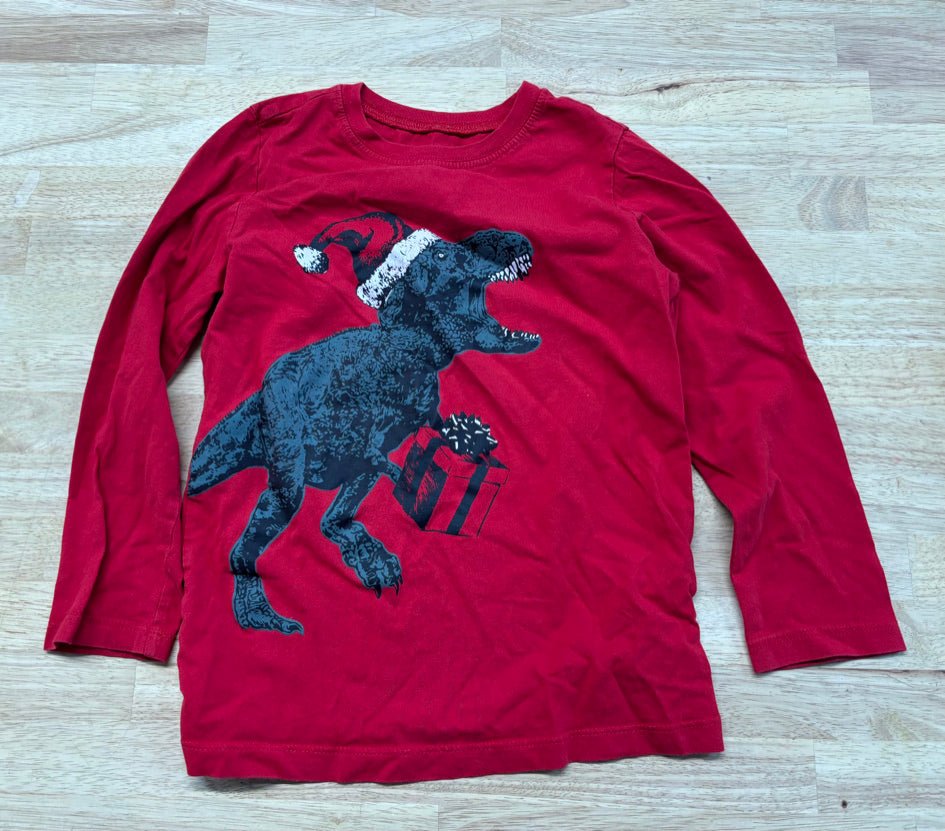 OshKosh T - Rex Christmas Shirt Santa Hat | Size 7 - Nest and Sprout - Consignment