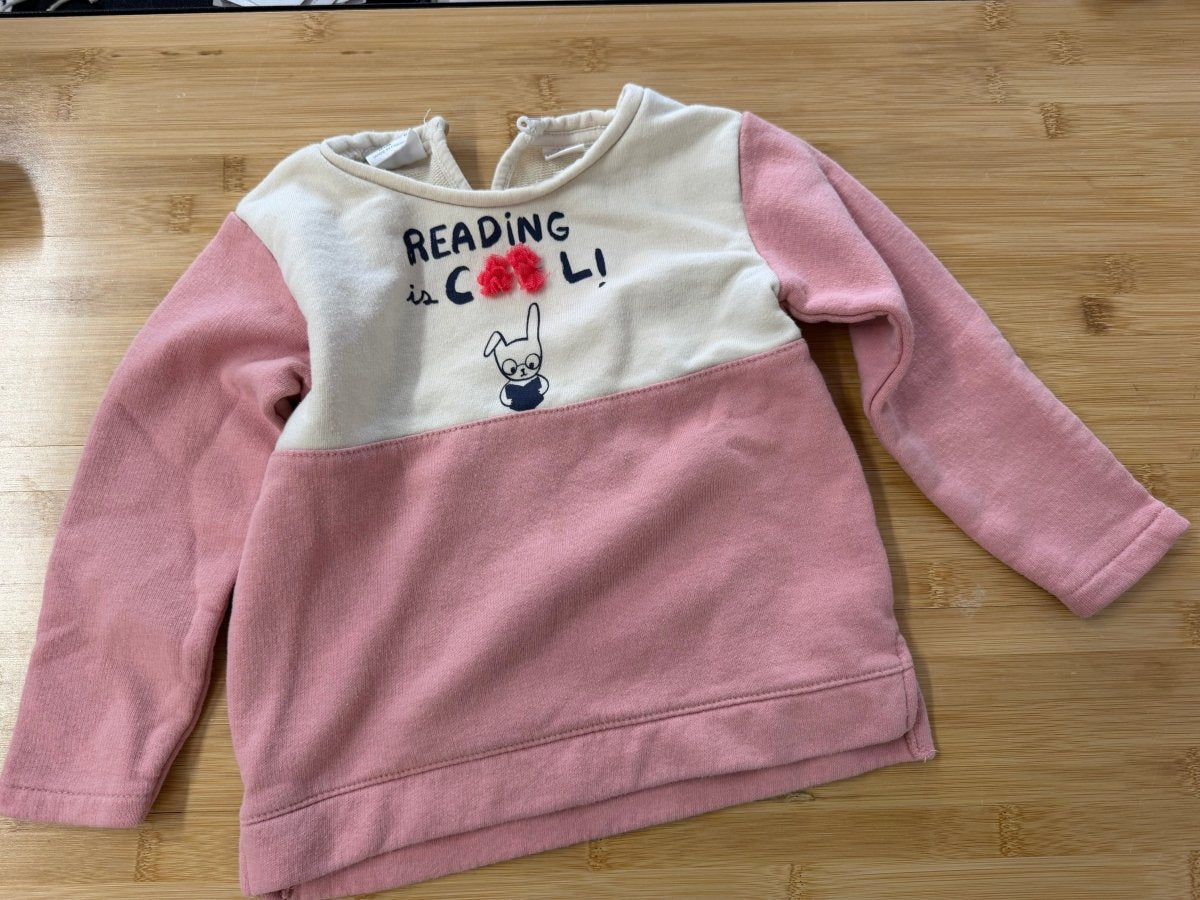 Zara reading is Cool Graphic Sweatshirt – 3–4Y | Pink & Cream - Nest and Sprout-Consignment