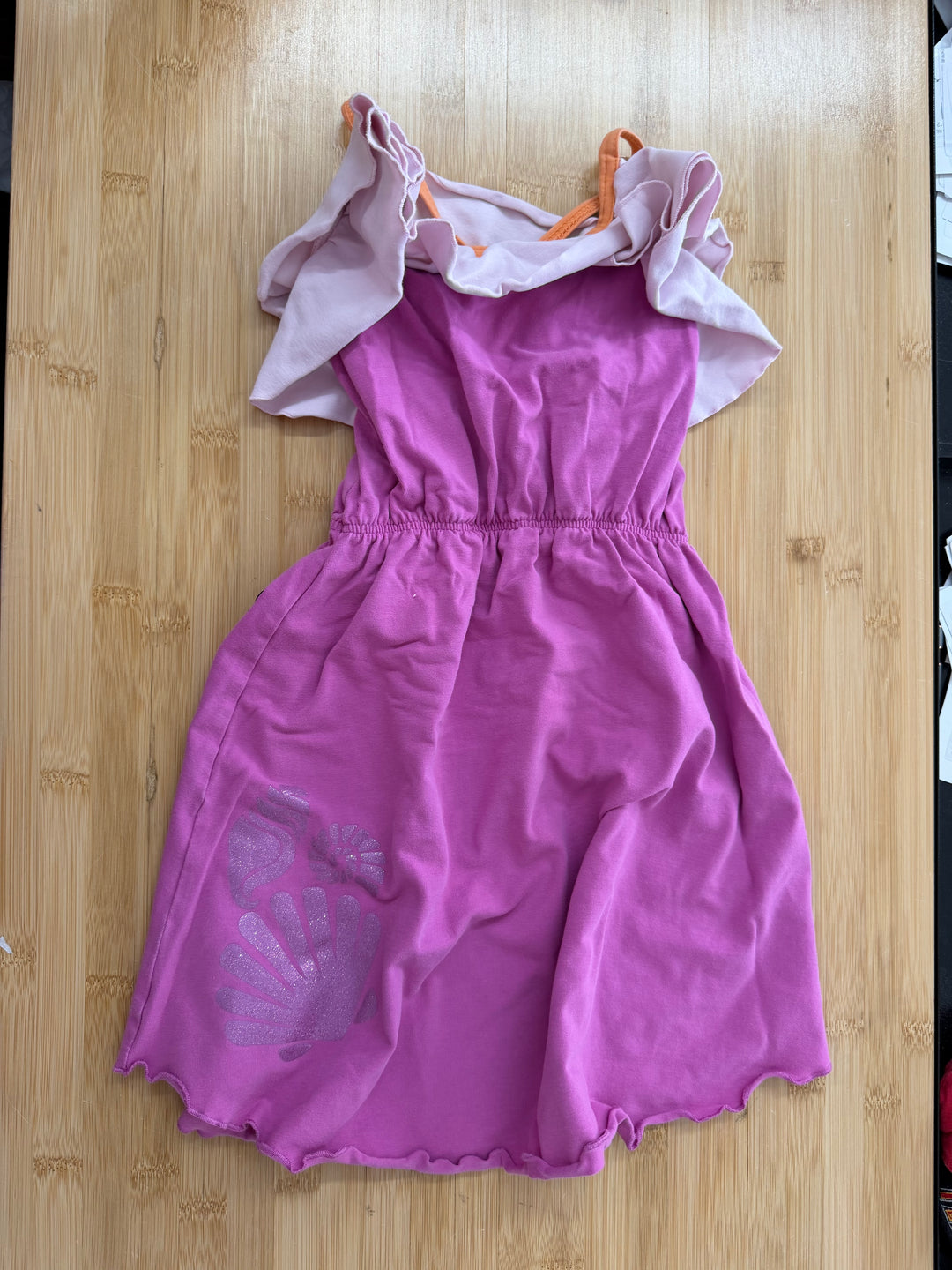 Peekaboo Beans Dress – 4 | Pinkish Purple with Orange Straps and Ruffle
