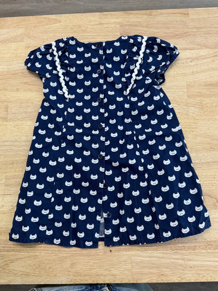 Next Dress – 18–24M (92cm) | Navy Cat Button - Back Short Sleeve - Nest and Sprout - Consignment