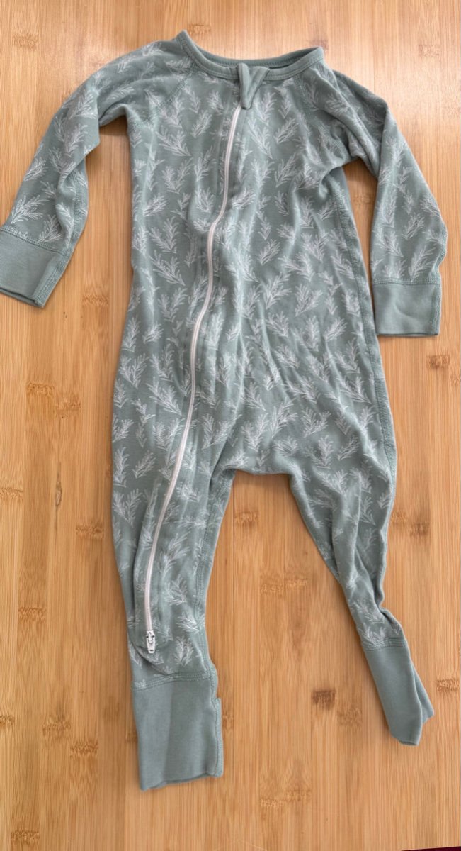 Sapling Organic Footless Sleeper – 18–24M | Sage Green Print - Nest and Sprout-Consignment