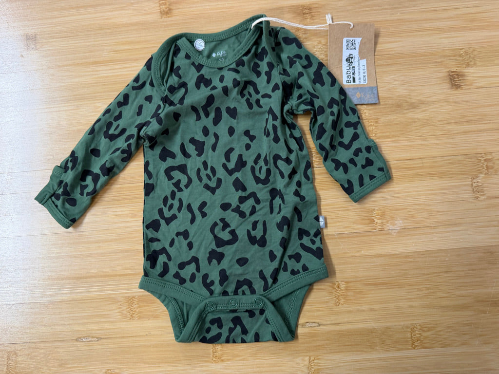 Kyte Baby Leopard Bodysuit – 0–3M | Forest Green | NWT