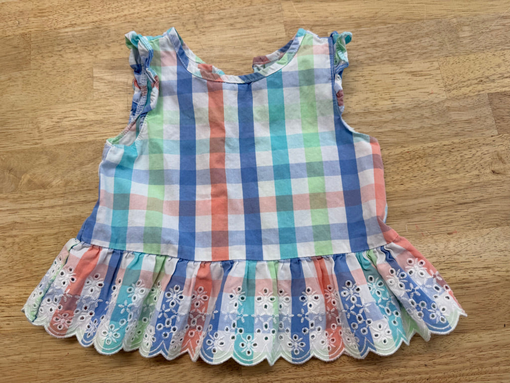 Joe Fresh Gingham Tank Top – 6–12M | Summer Pastel Plaid
