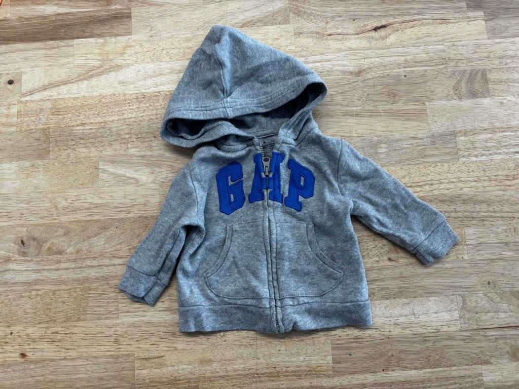 Baby Gap Grey Hoodie Blue Logo | Size 3–6M - Nest and Sprout - Consignment