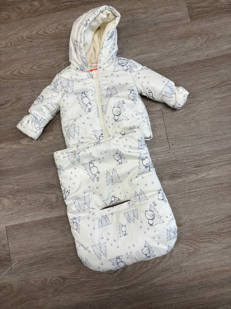 Joe Fresh Baby Snowsuit Set White Blue Print | Size 6–9M