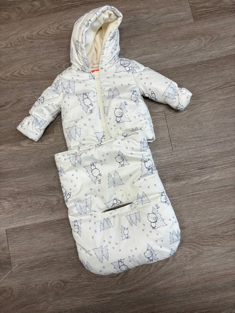 Joe Fresh Baby Snowsuit Set White Blue Print | Size 6–9M - Nest and Sprout - Consignment