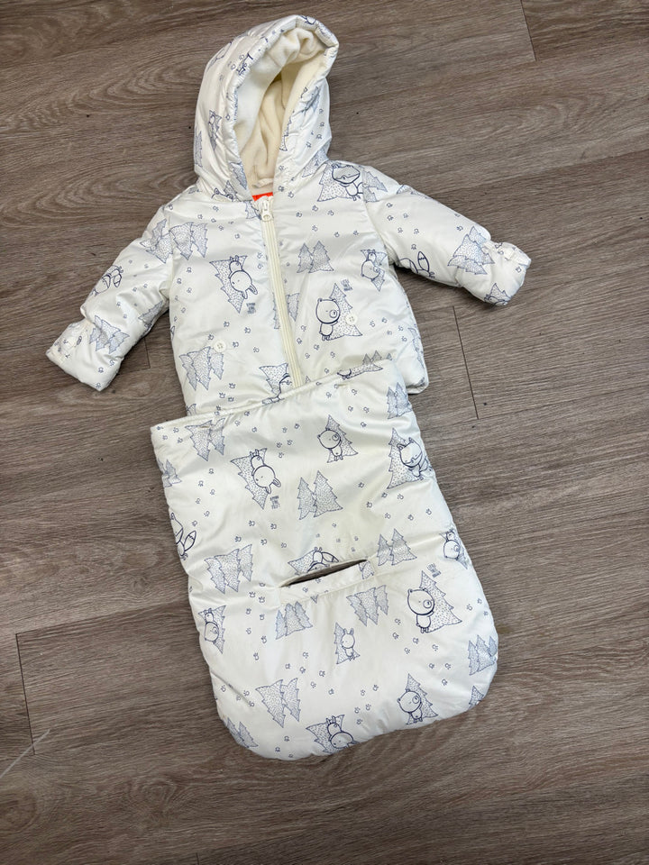 Joe Fresh Baby Snowsuit Set White Blue Print | Size 6–9M