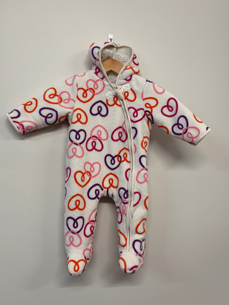 Joe Fresh Fleece Bunting Suit – 6–12M White Hearts
