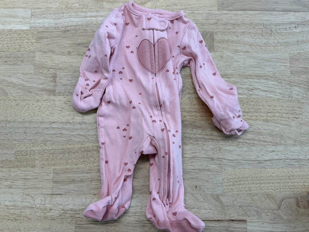 Carter's Heart Footed Sleeper – Newborn | Two-Way Zip