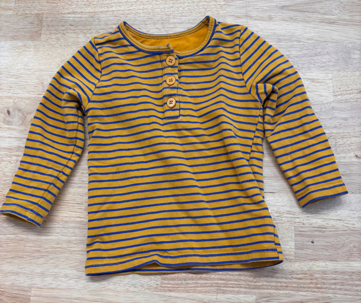Olive and the Captain Size 1 Long Sleeve Tee (Golden Yellow/Blue Stripes)