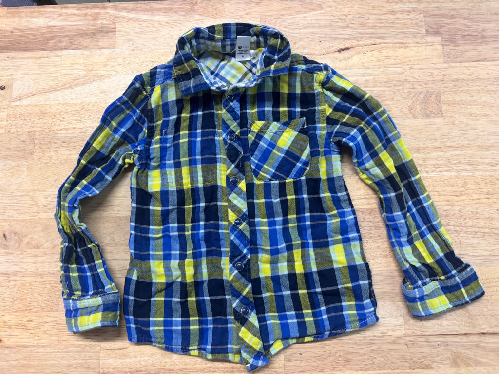 PL Kids Size 6 Green & Neon Yellow Flannel