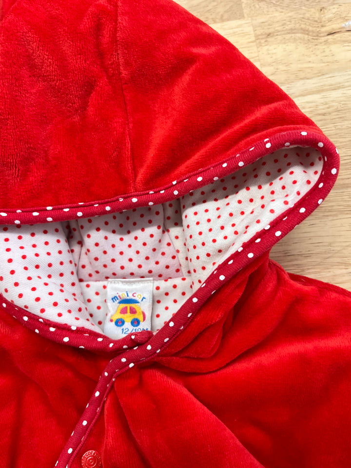 Mini Car 12–18M Red Velour Jacket – Polar Bear