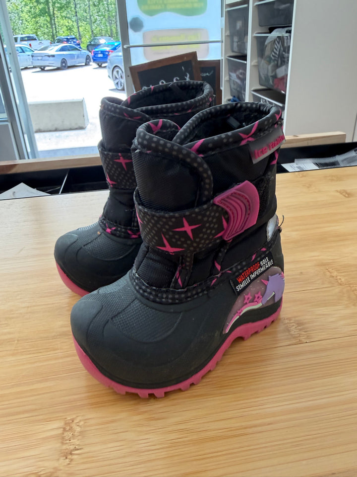 IceFields Galosh Winter Boots – 5 | Pink & Black Unicorn Velcro