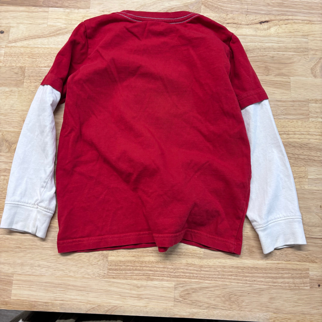 Gymboree Red Shirt with Stitched-In White Long Sleeves - Size 6