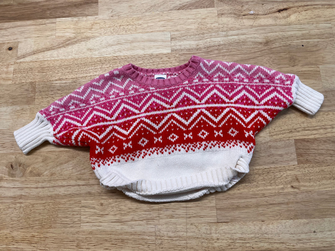 Old Navy Knit Sweater – Pink/Red/White Print, 0–3M